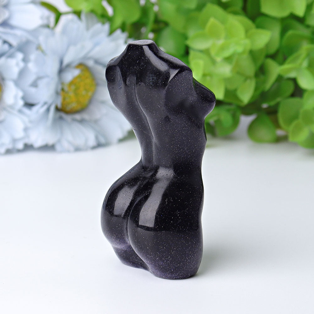 3-Inch Blue Sandstone Crystal Figurine Body Carving