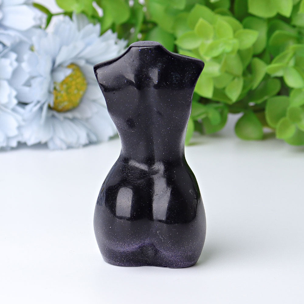 3-Inch Blue Sandstone Crystal Figurine Body Carving