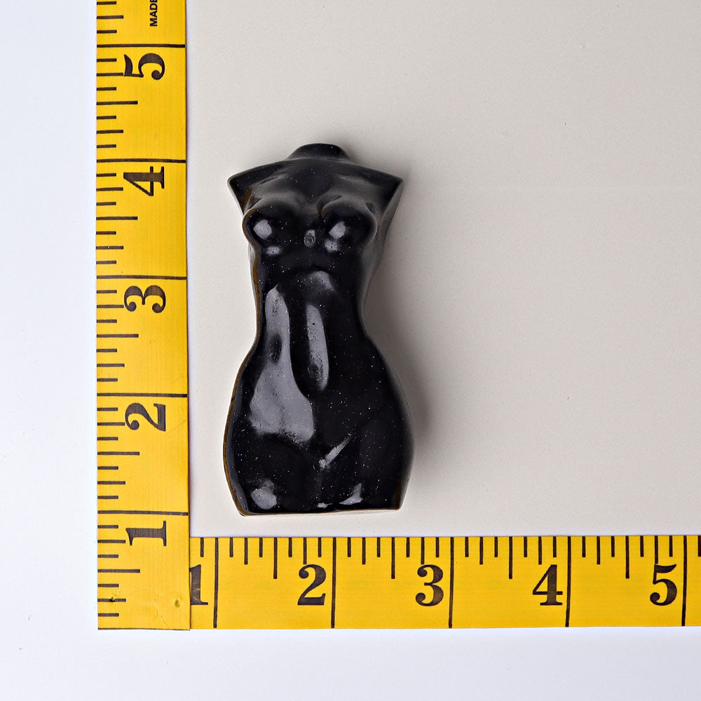 3-Inch Blue Sandstone Crystal Figurine Body Carving