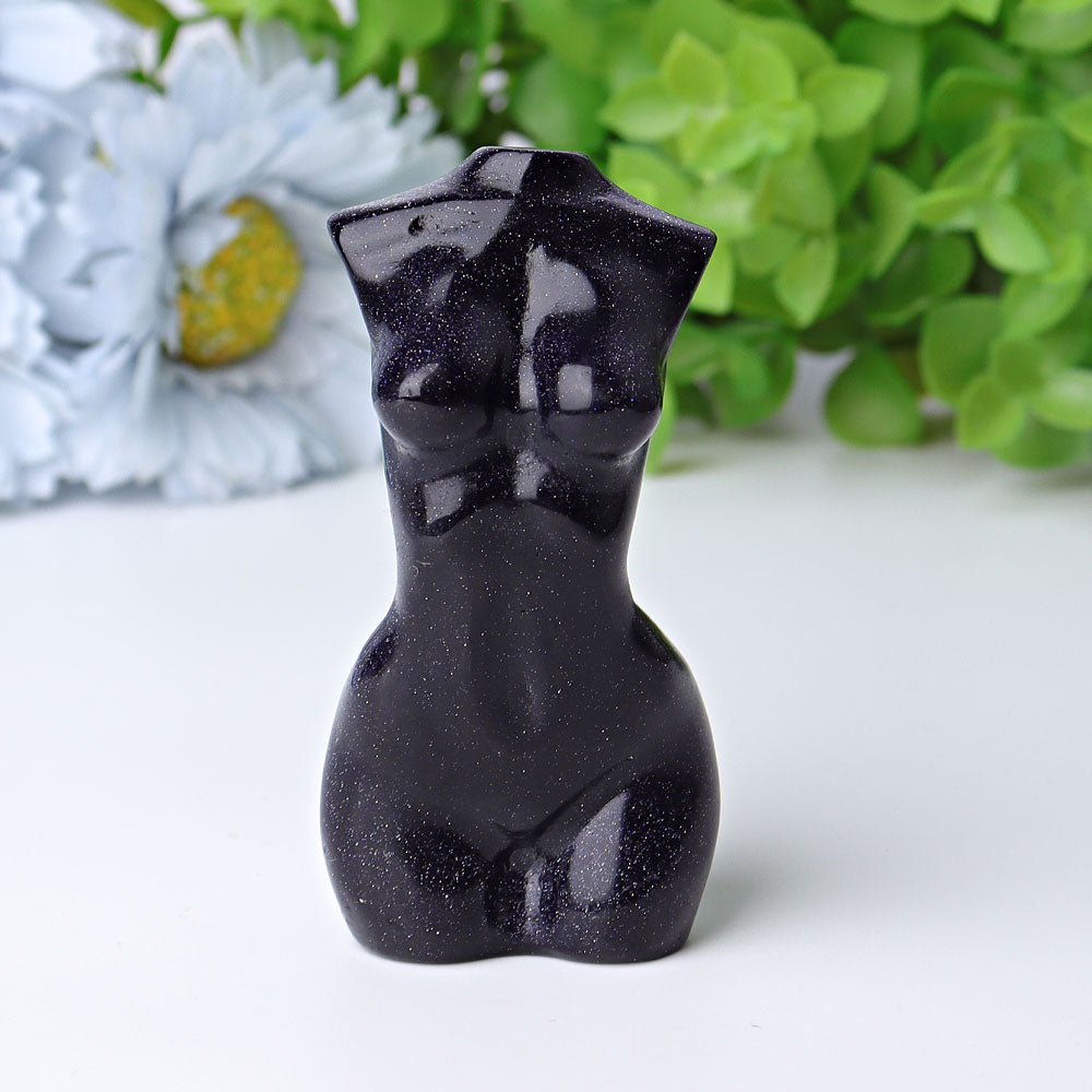 3-Inch Blue Sandstone Crystal Figurine Body Carving