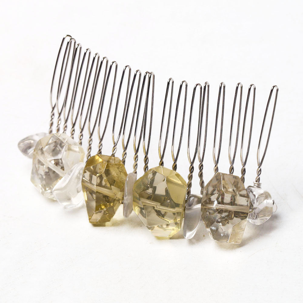 3-inch Citrine Crystal Crown Comb for Chakra Healing