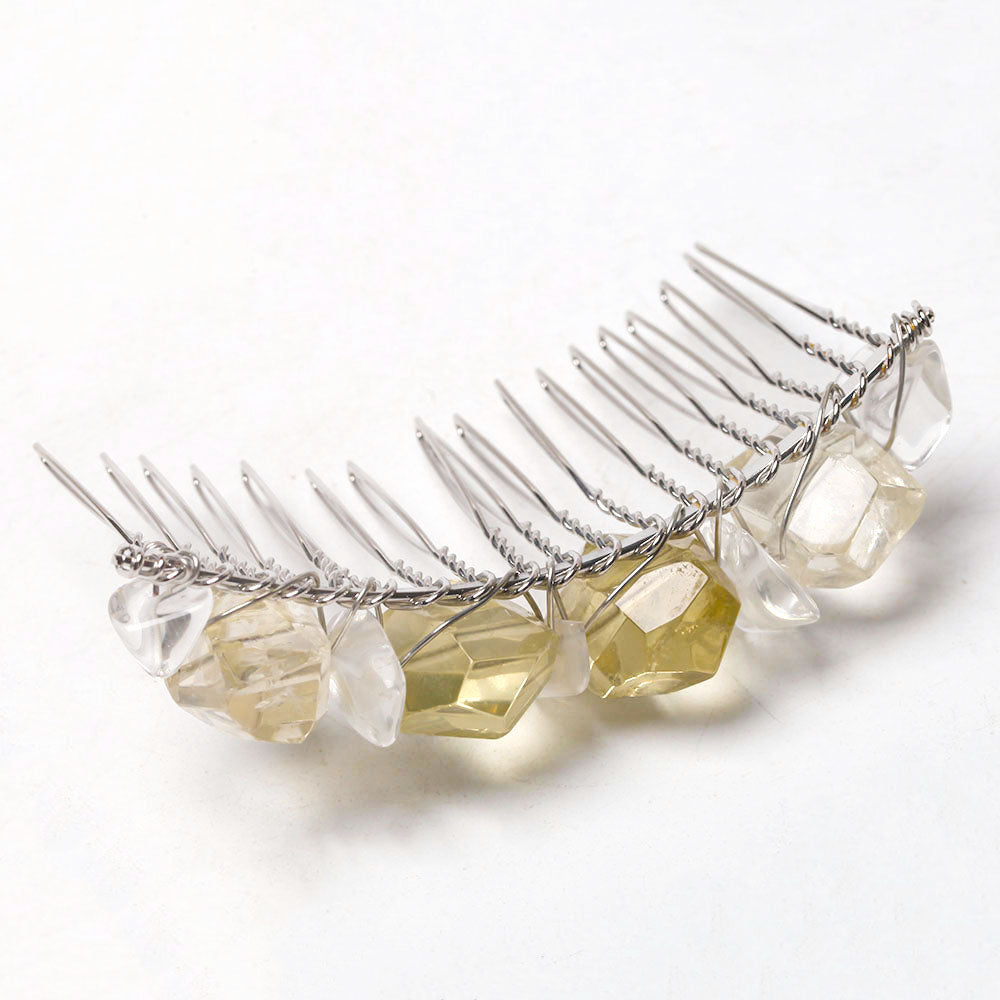 3-inch Citrine Crystal Crown Comb for Chakra Healing
