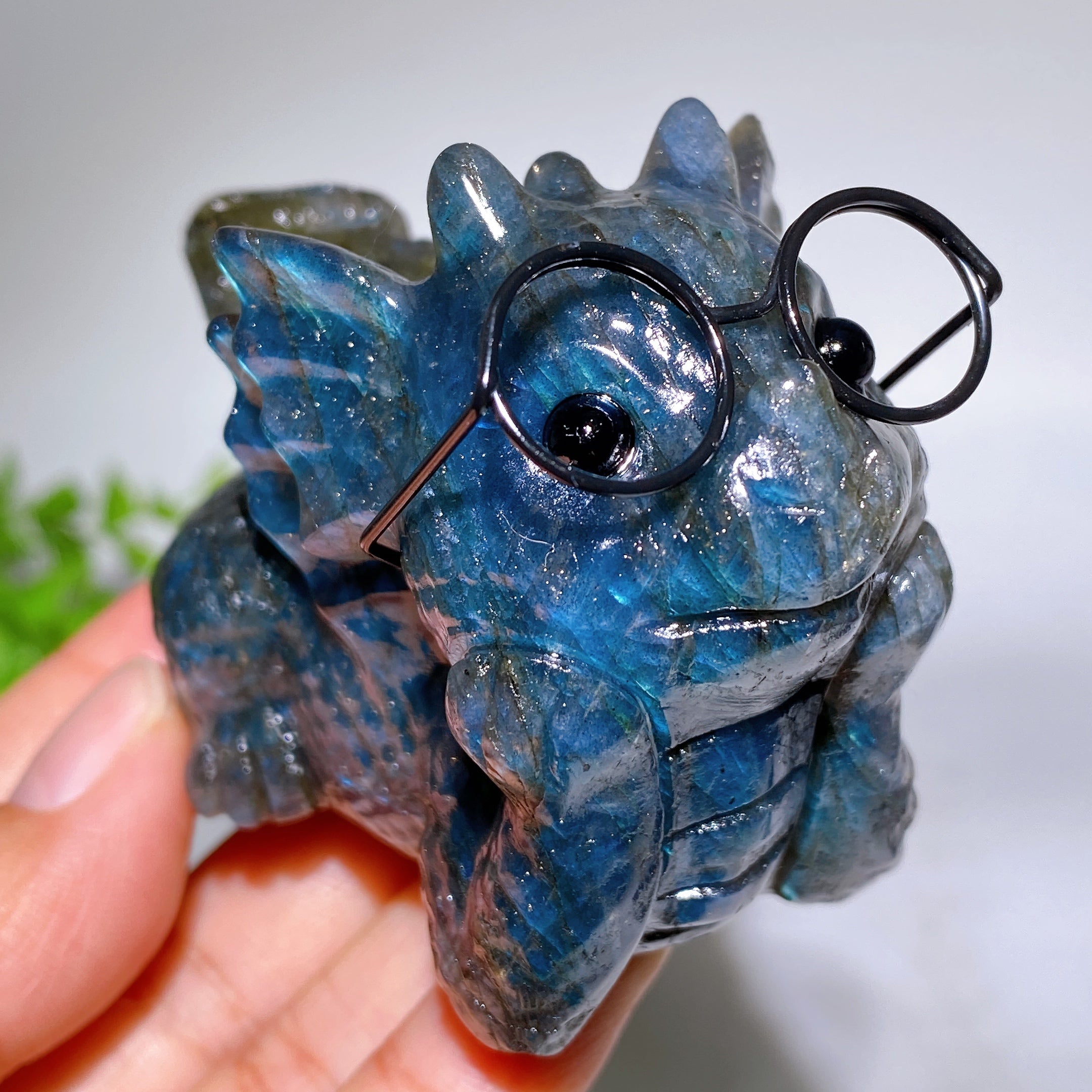 3 inch Crystal Baby Dragon Figurine Carving in Mixed Gemstones