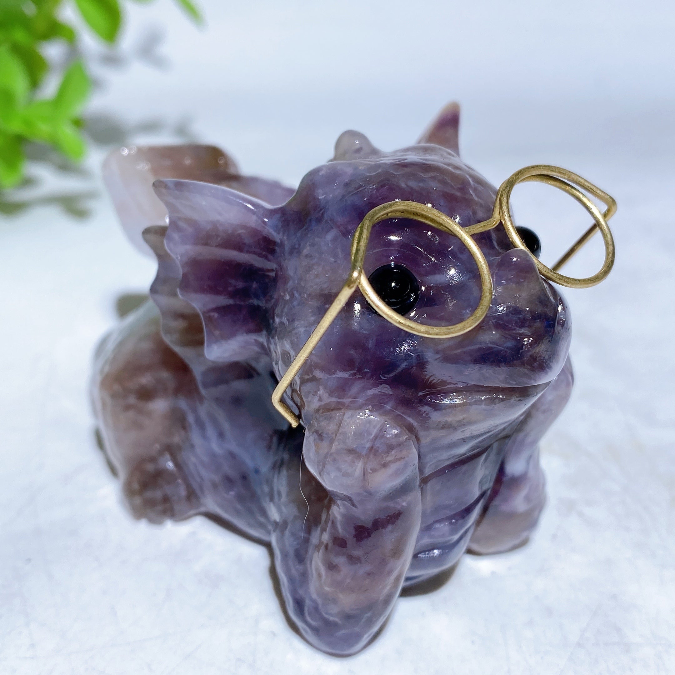 3 inch Crystal Baby Dragon Figurine Carving in Mixed Gemstones