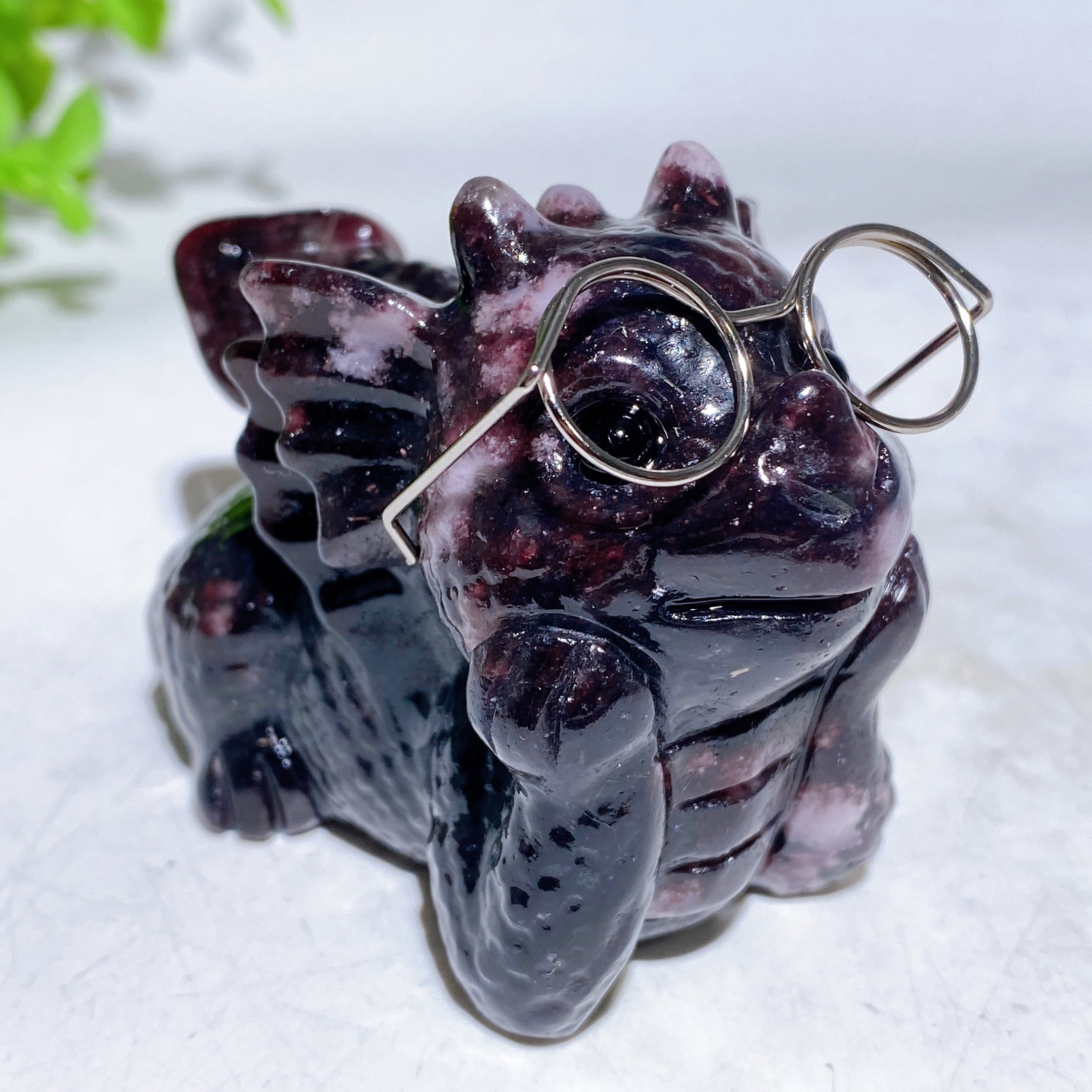 3 inch Crystal Baby Dragon Figurine Carving in Mixed Gemstones