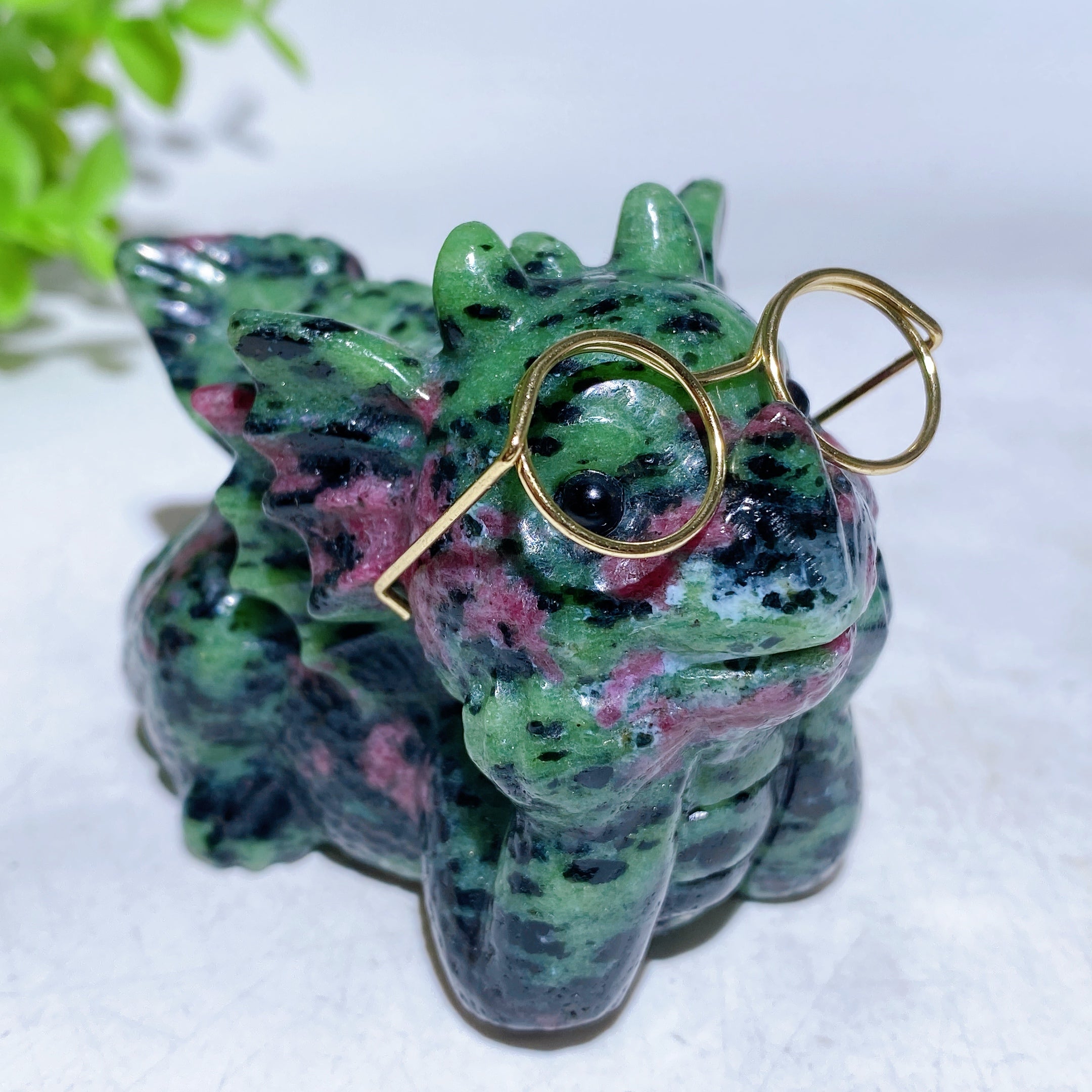 3 inch Crystal Baby Dragon Figurine Carving in Mixed Gemstones