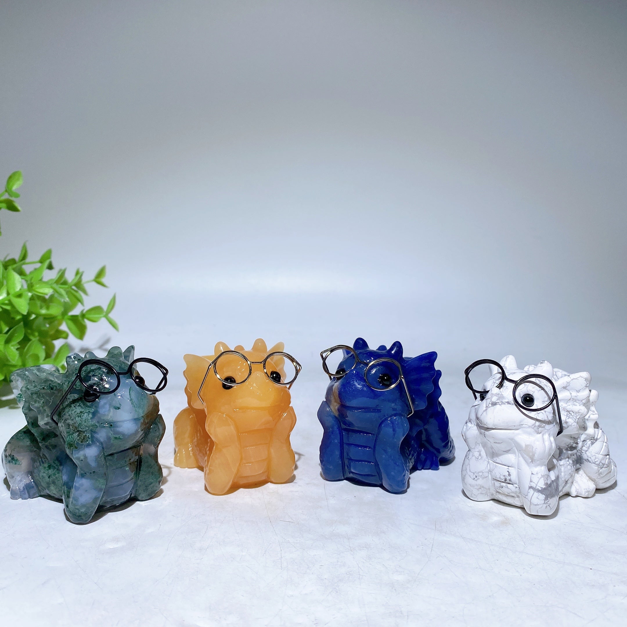 3 inch Crystal Baby Dragon Figurine Carving in Mixed Gemstones