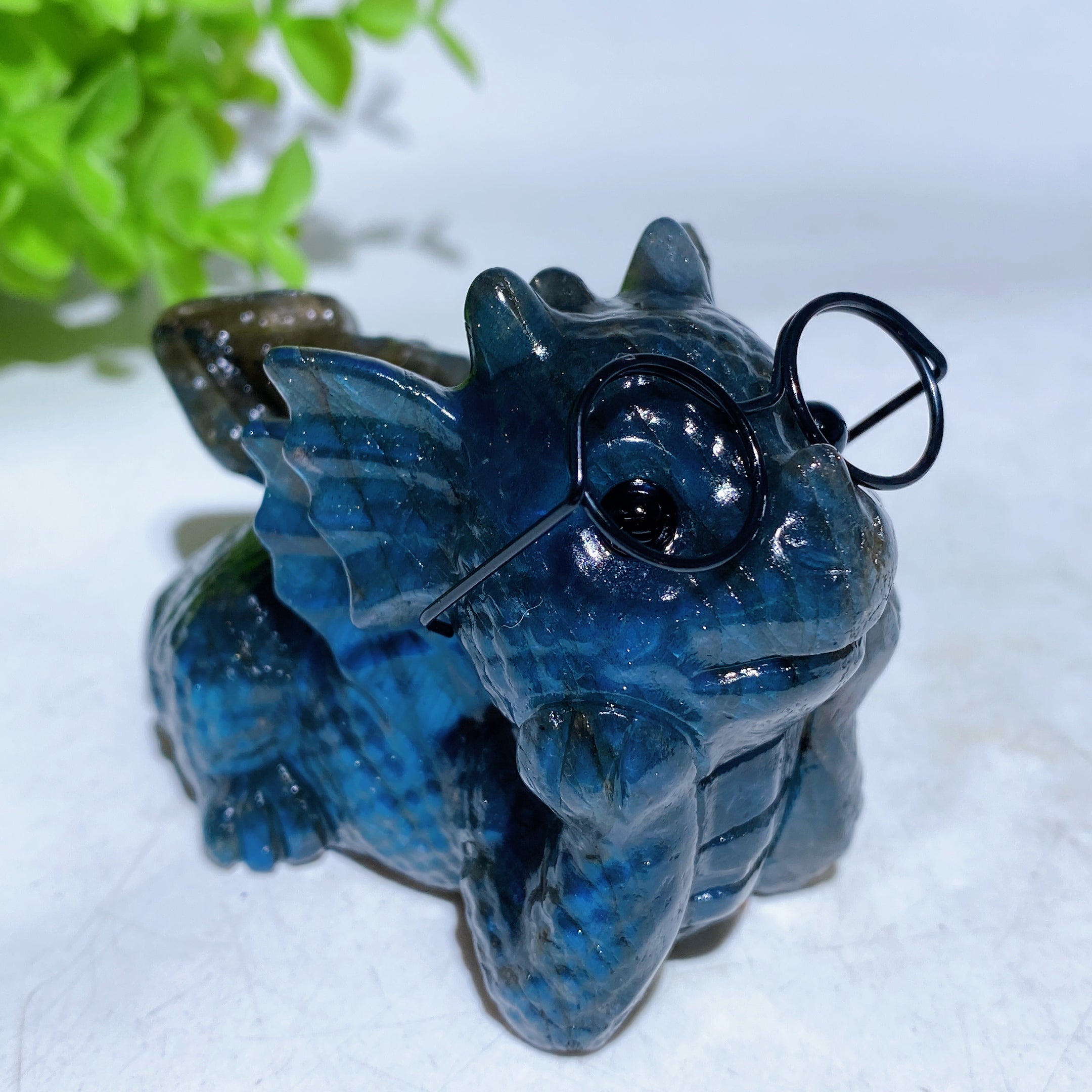 3 inch Crystal Baby Dragon Figurine Carving in Mixed Gemstones