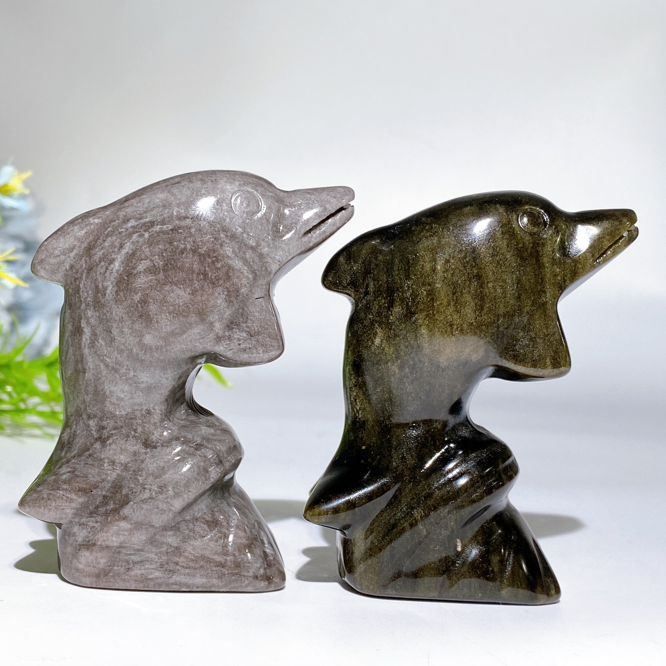 3-Inch Crystal Dolphin Carving Figurine Healing Crystals
