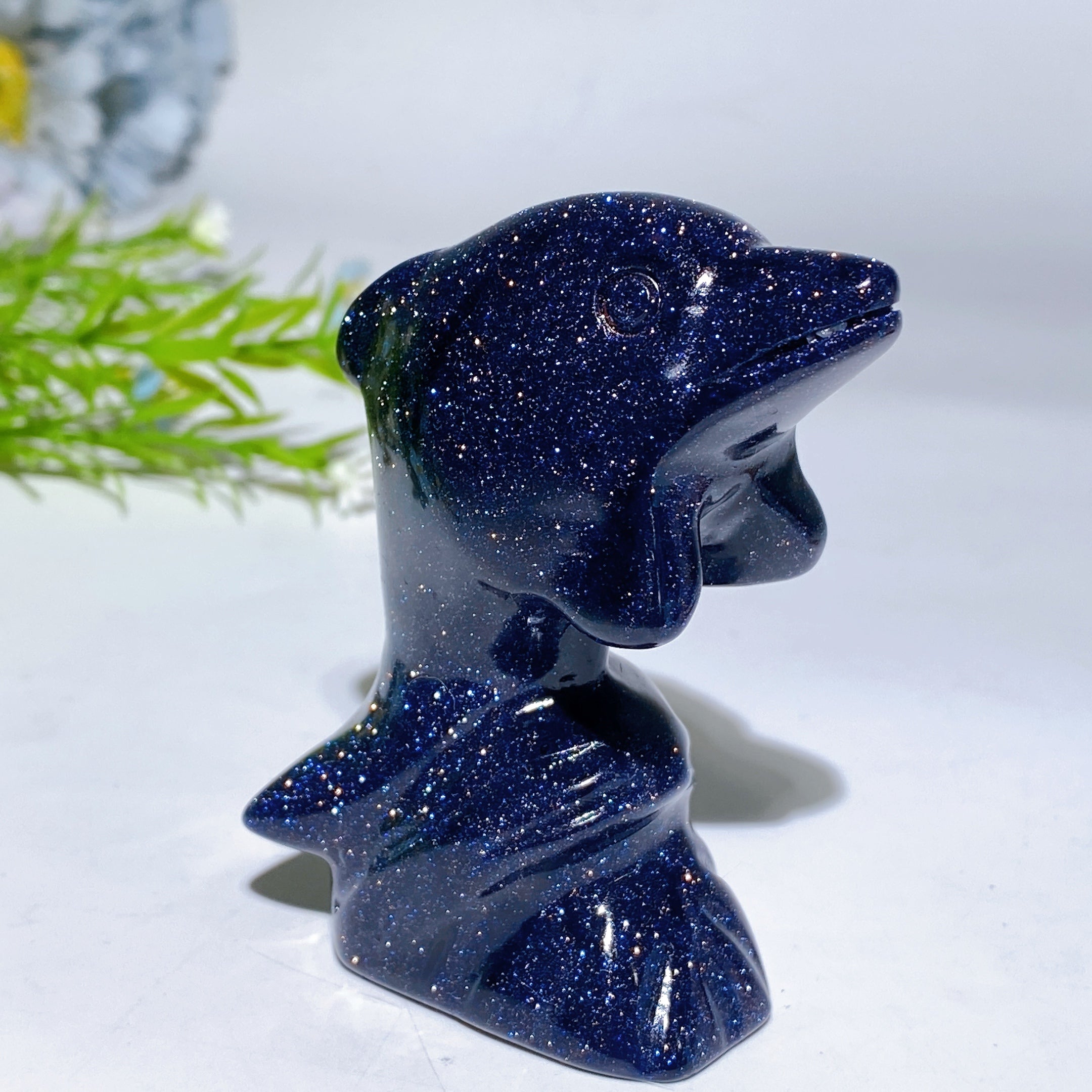3-Inch Crystal Dolphin Carving Figurine Healing Crystals