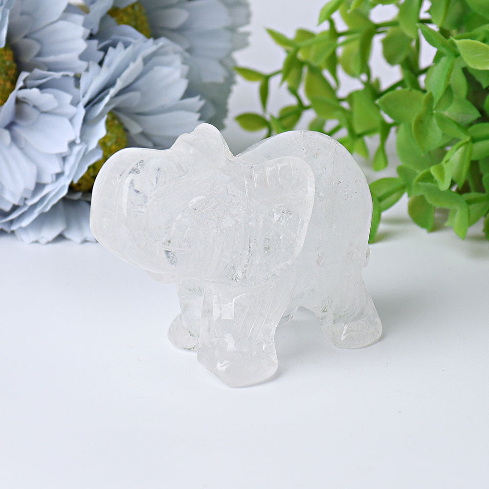 3 Inch Crystal Elephant Carvings for Healing & Wisdom