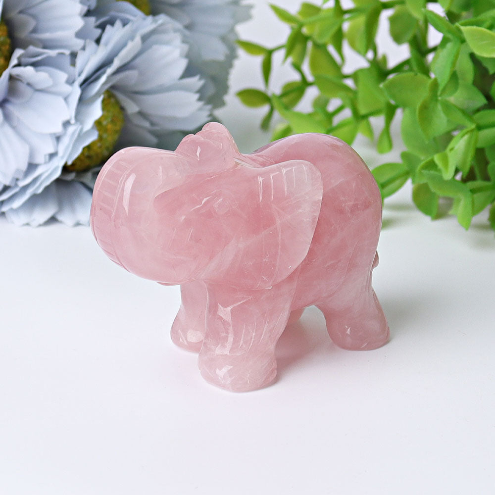 3 Inch Crystal Elephant Carvings for Healing & Wisdom