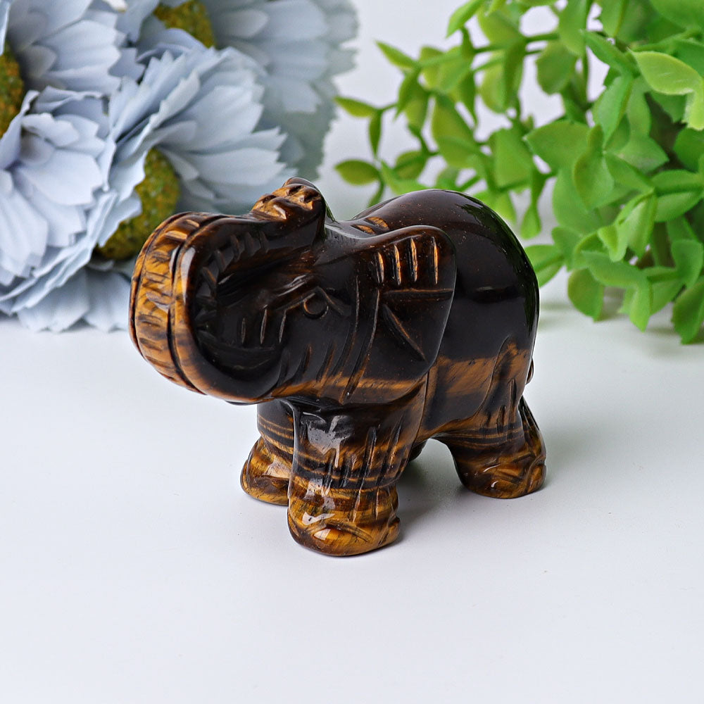 3 Inch Crystal Elephant Carvings for Healing & Wisdom