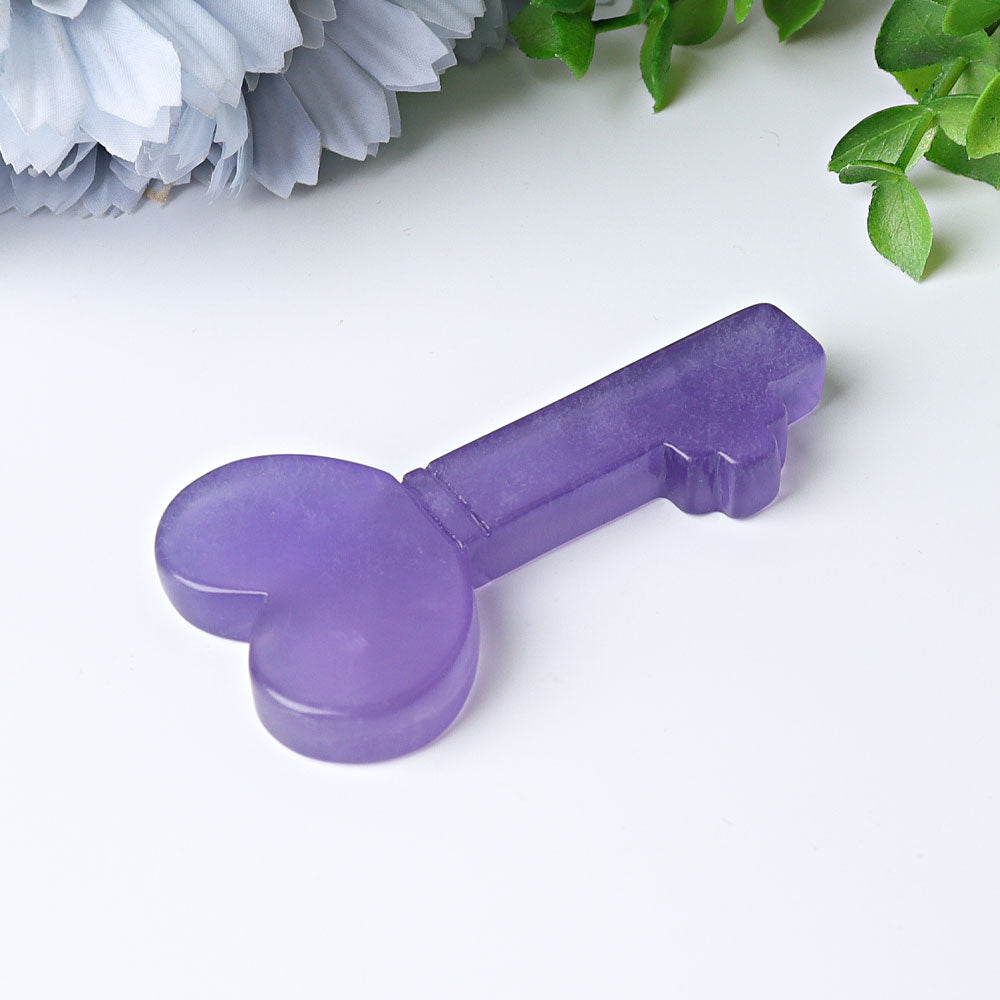 3-Inch Fluorite Heart Key Crystal Carving
