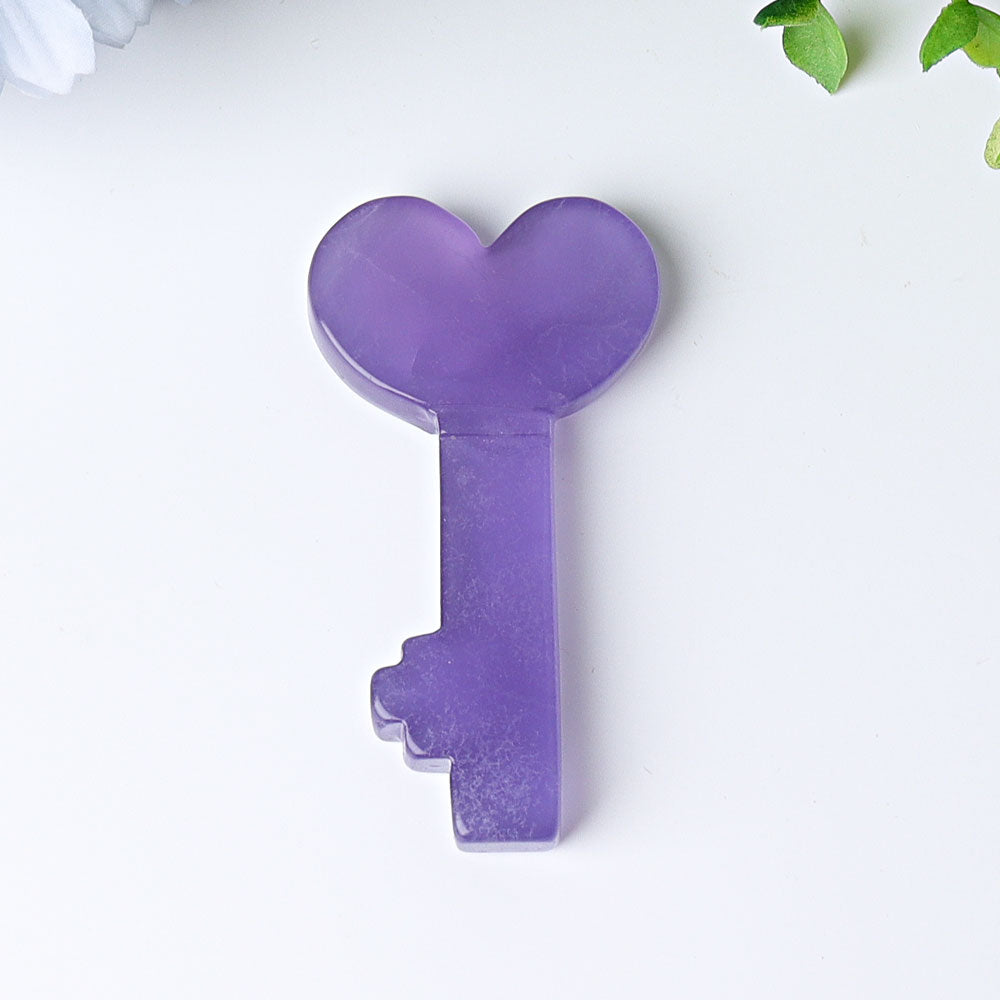 3-Inch Fluorite Heart Key Crystal Carving