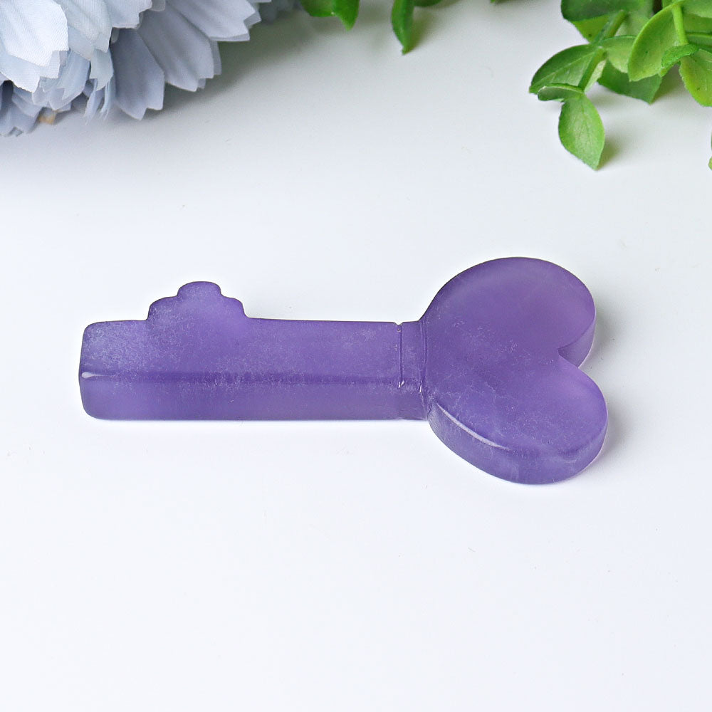 3-Inch Fluorite Heart Key Crystal Carving