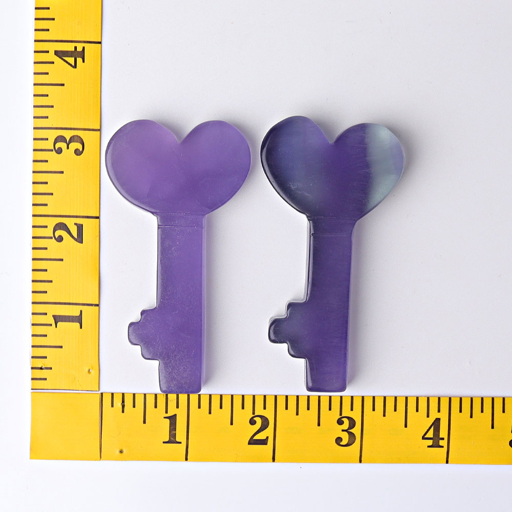 3-Inch Fluorite Heart Key Crystal Carving