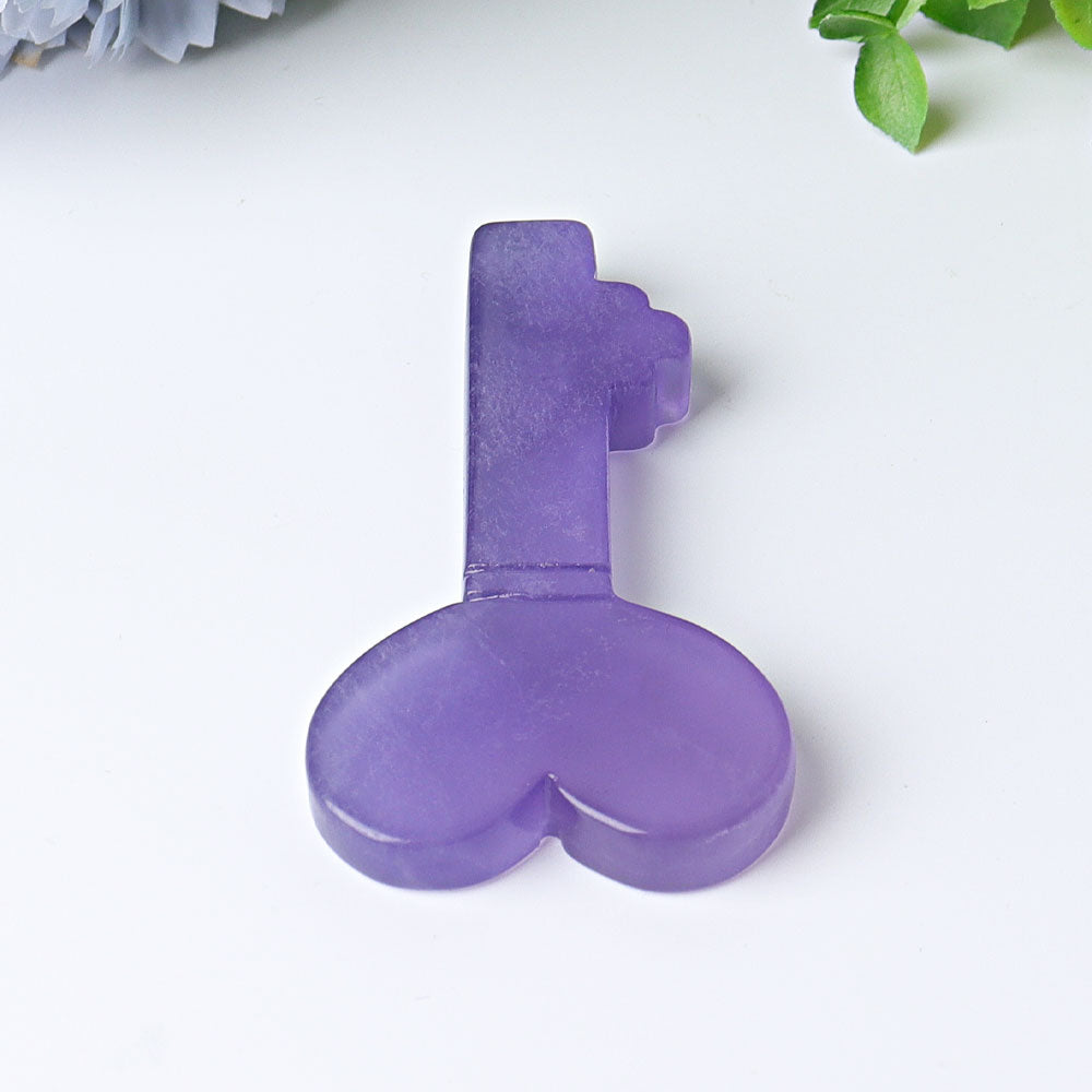3-Inch Fluorite Heart Key Crystal Carving