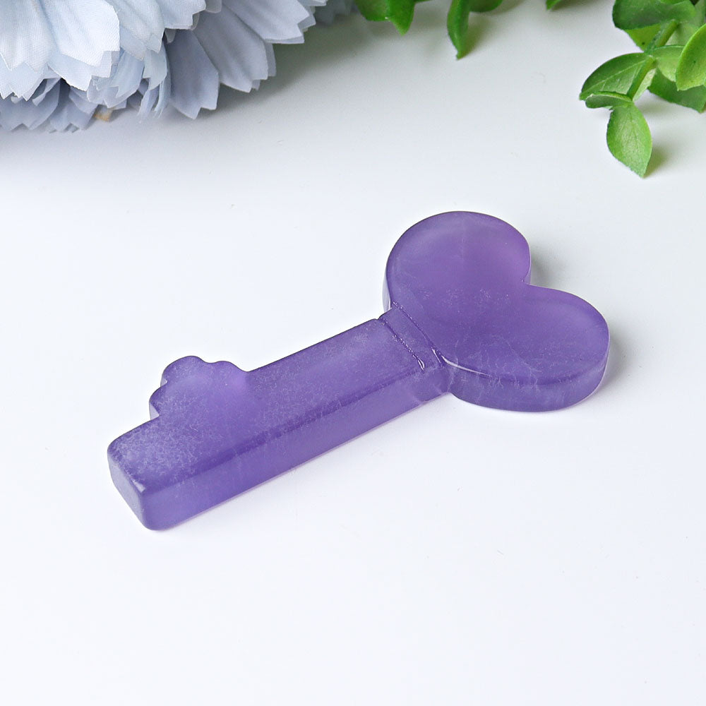 3-Inch Fluorite Heart Key Crystal Carving
