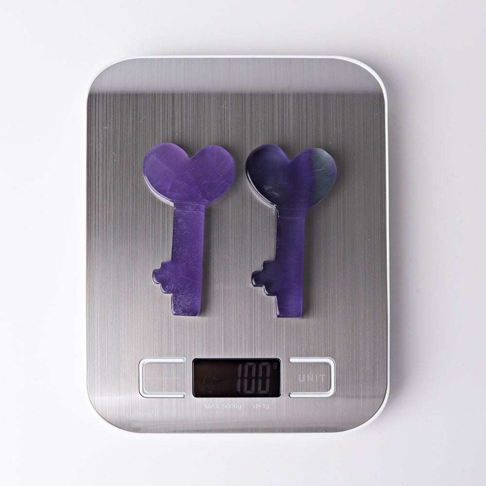 3-Inch Fluorite Heart Key Crystal Carving