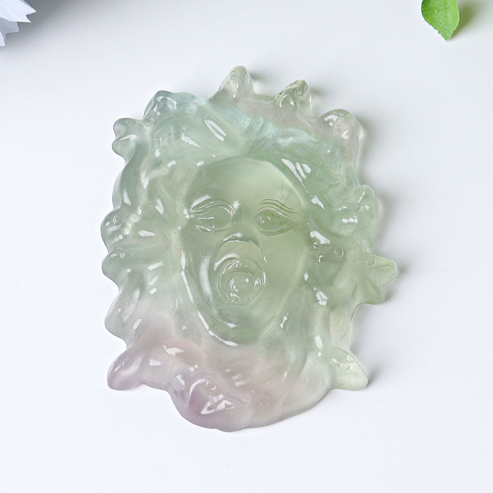 3-inch Fluorite Medusa Crystal Figurine Carving
