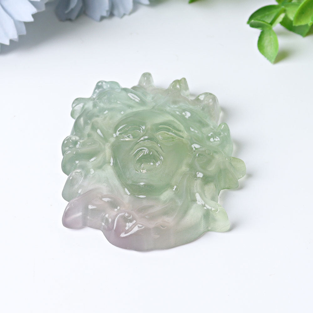 3-inch Fluorite Medusa Crystal Figurine Carving