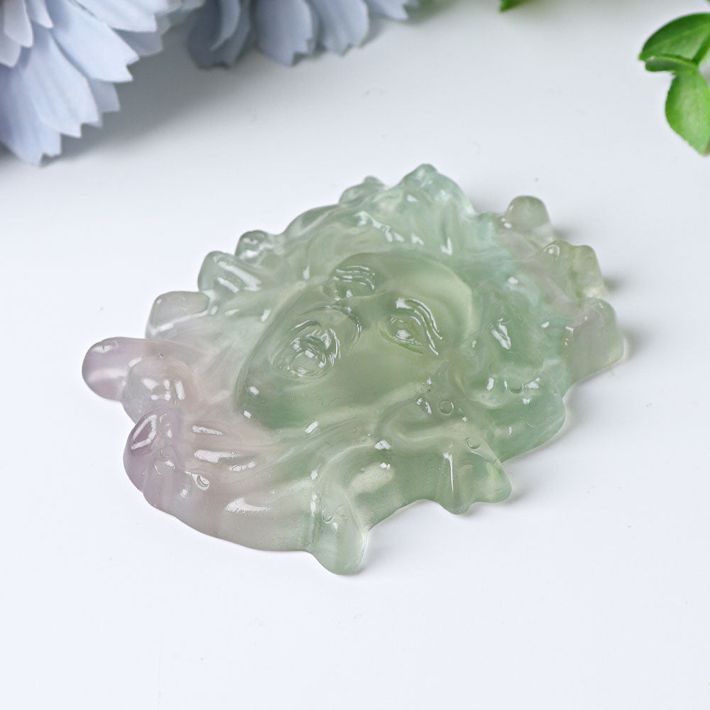 3-inch Fluorite Medusa Crystal Figurine Carving