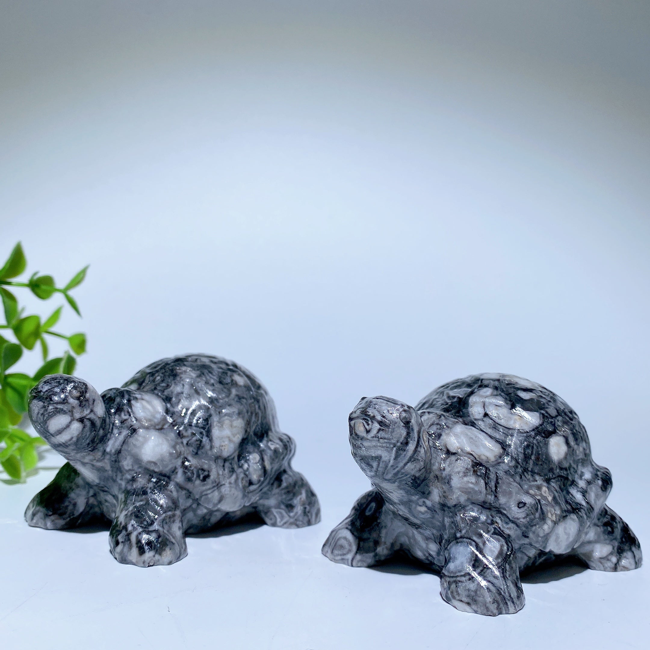 3-inch Fossil Stone Crystal Turtle Figurine for Healing