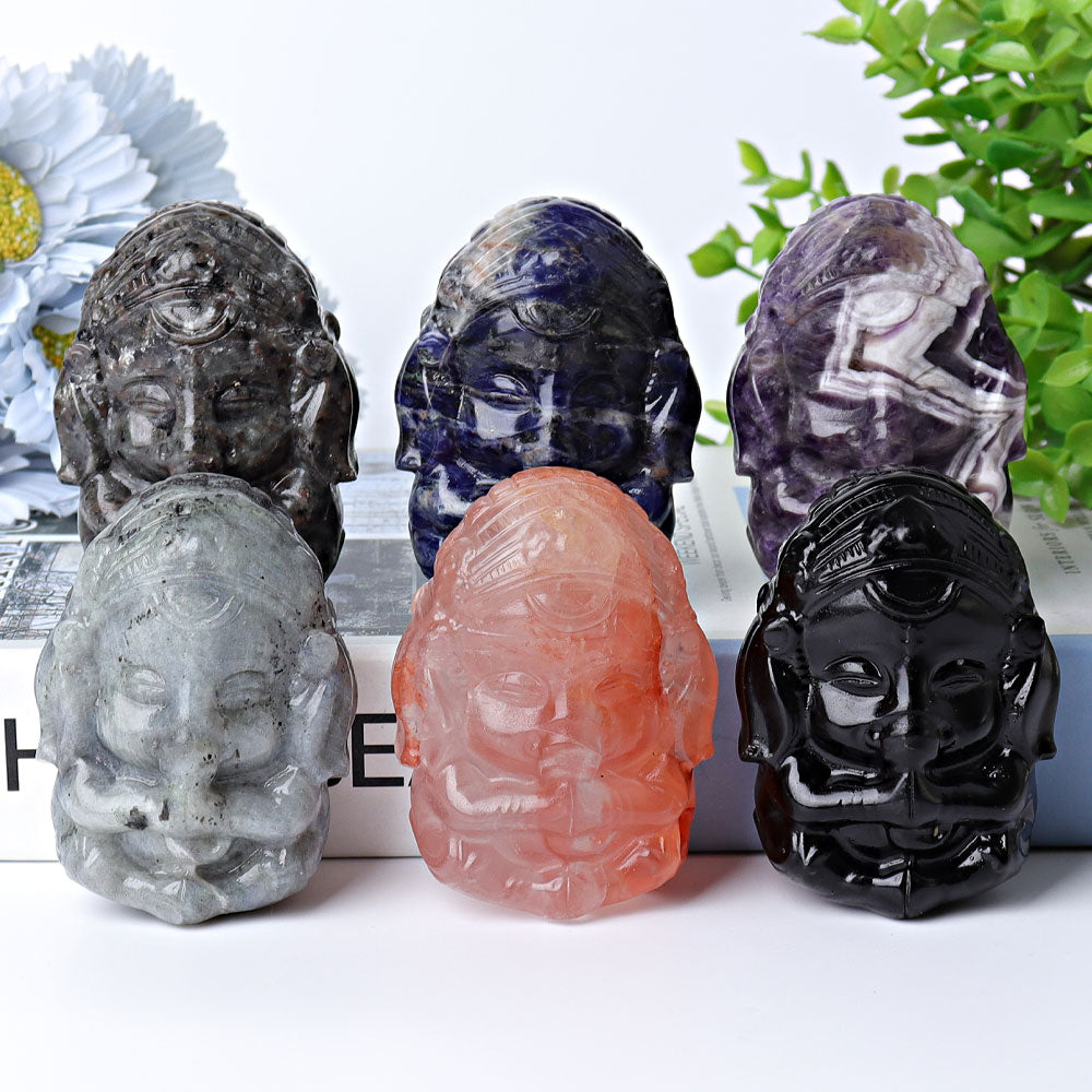 3-Inch Ganesh Statue Crystal Carving for Spiritual Home