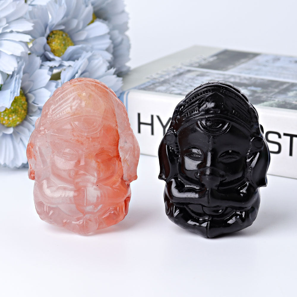 3-Inch Ganesh Statue Crystal Carving for Spiritual Home