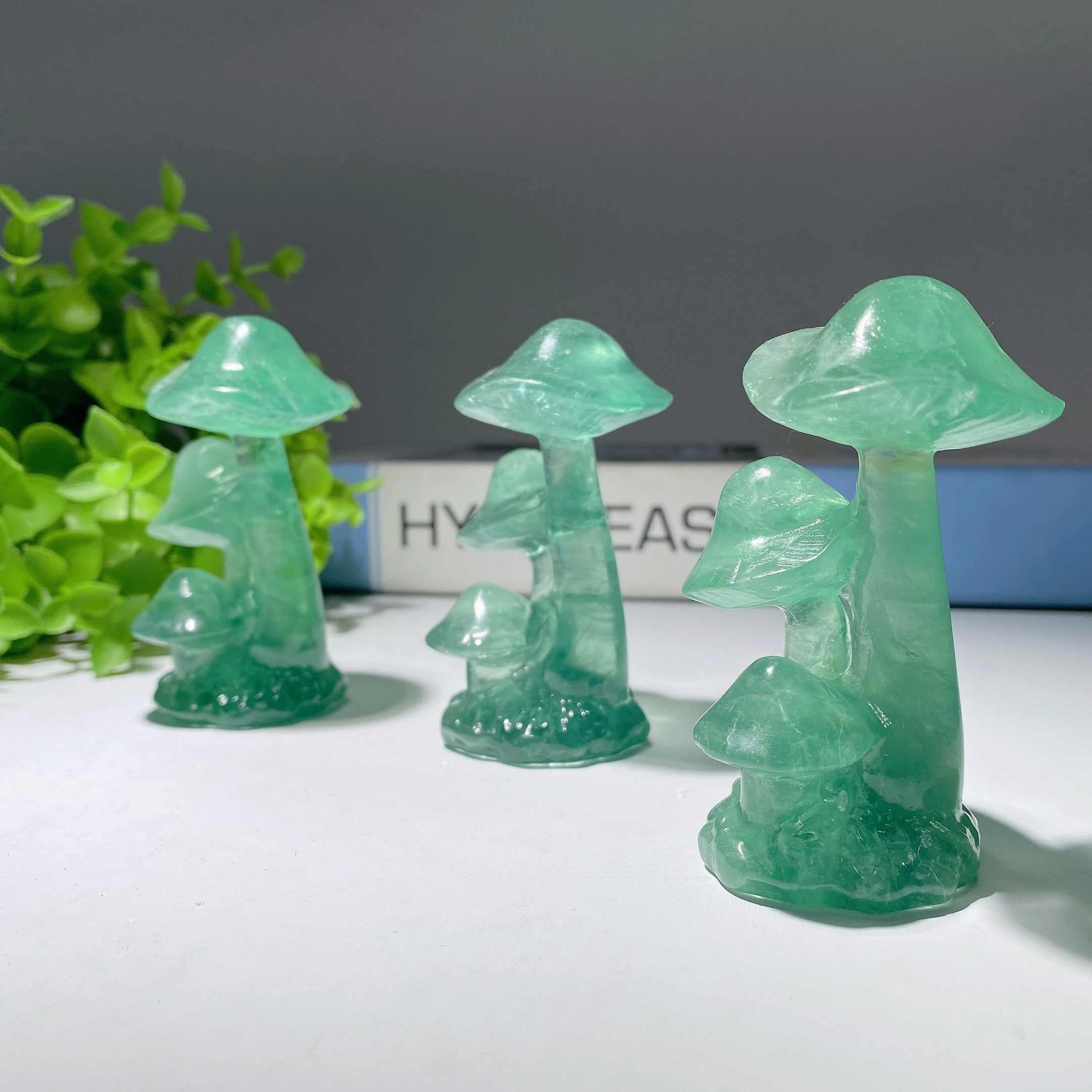 3-Inch Green Fluorite Crystal Mushroom Figurine Healing Sculpture
