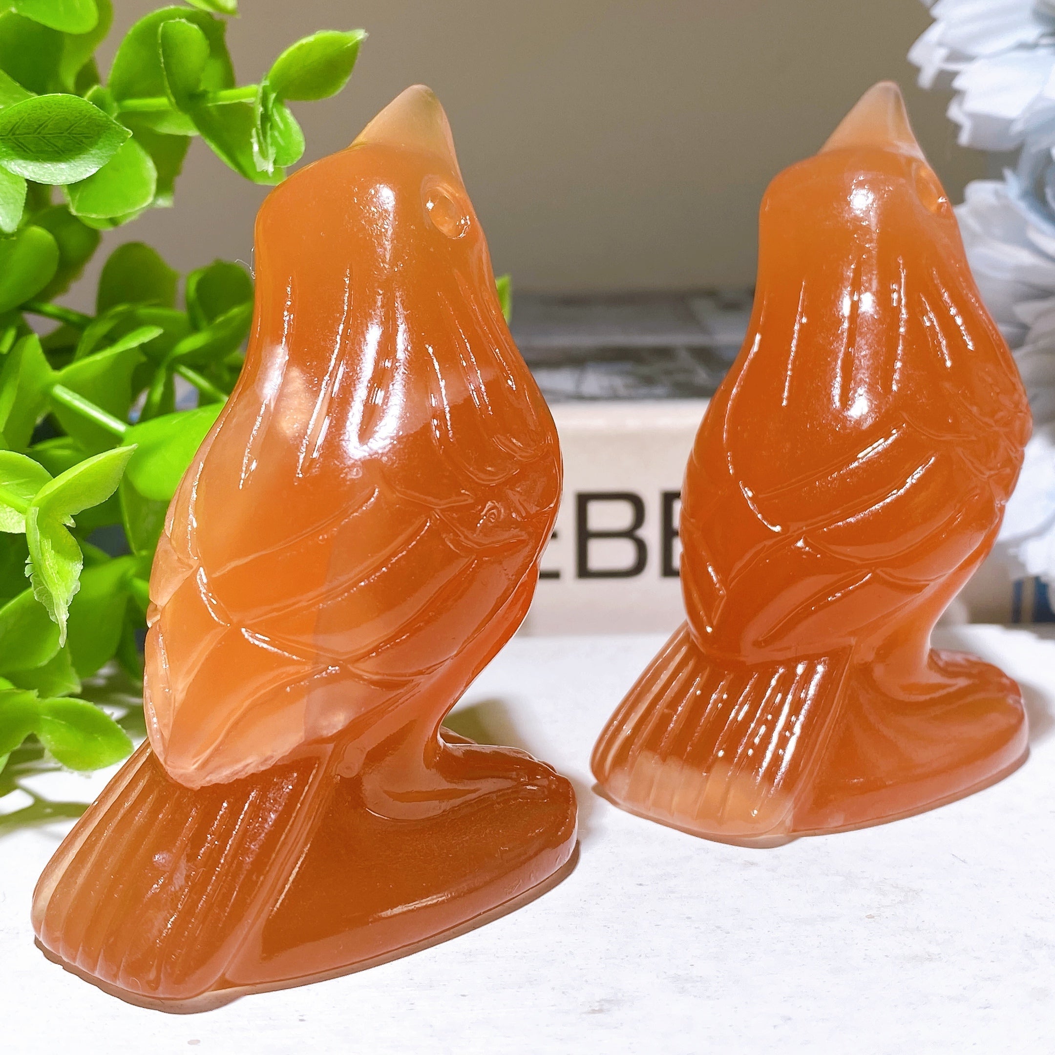 3-Inch Honey Calcite Crow Crystal Animal Carving