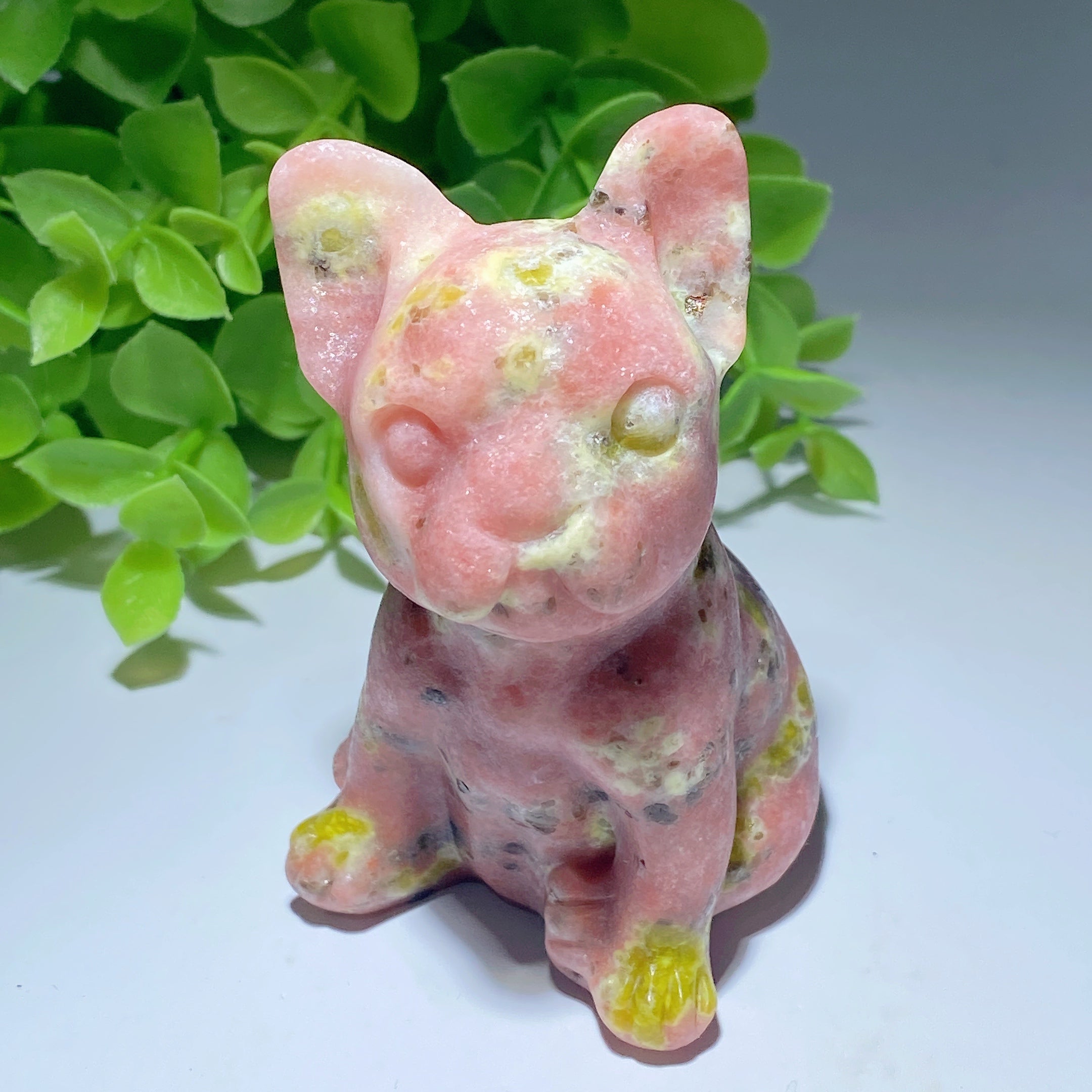 3-Inch Jade French Bulldog Crystal Figurine for Healing