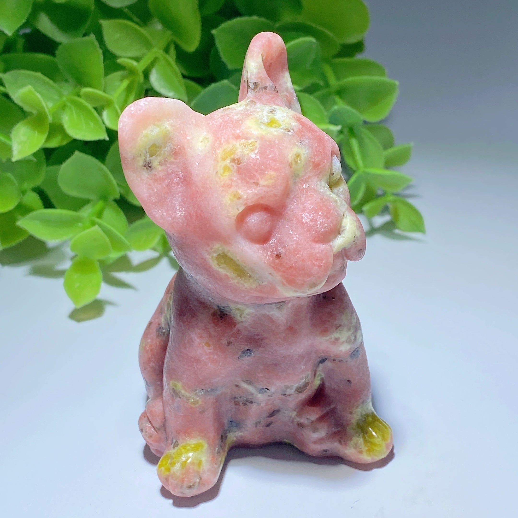 3-Inch Jade French Bulldog Crystal Figurine for Healing