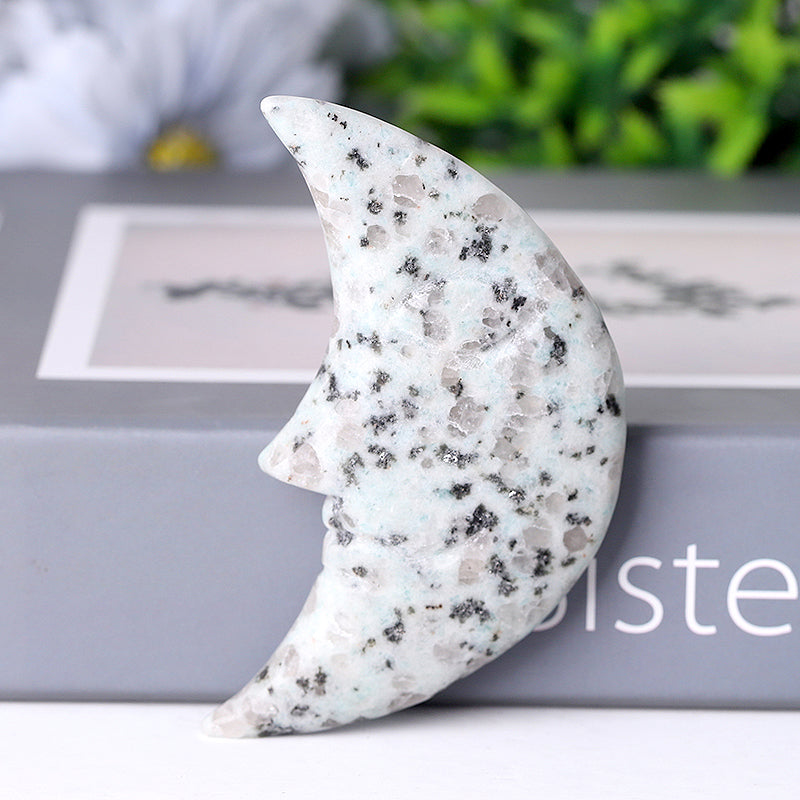3-Inch Kiwi Jasper Moon Crystal Figurine Carving