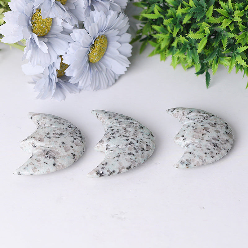 3-Inch Kiwi Jasper Moon Crystal Figurine Carving