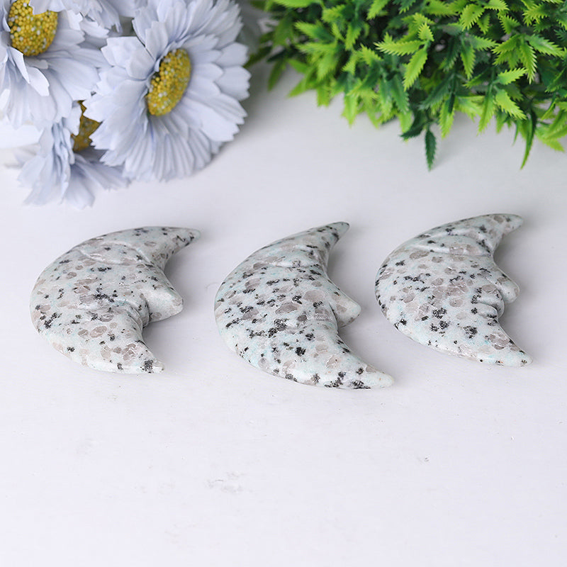 3-Inch Kiwi Jasper Moon Crystal Figurine Carving