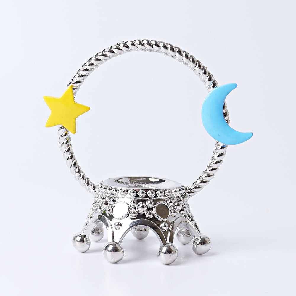 3-Inch Metal Crown Crystal Sphere Stand | Crystal Decor