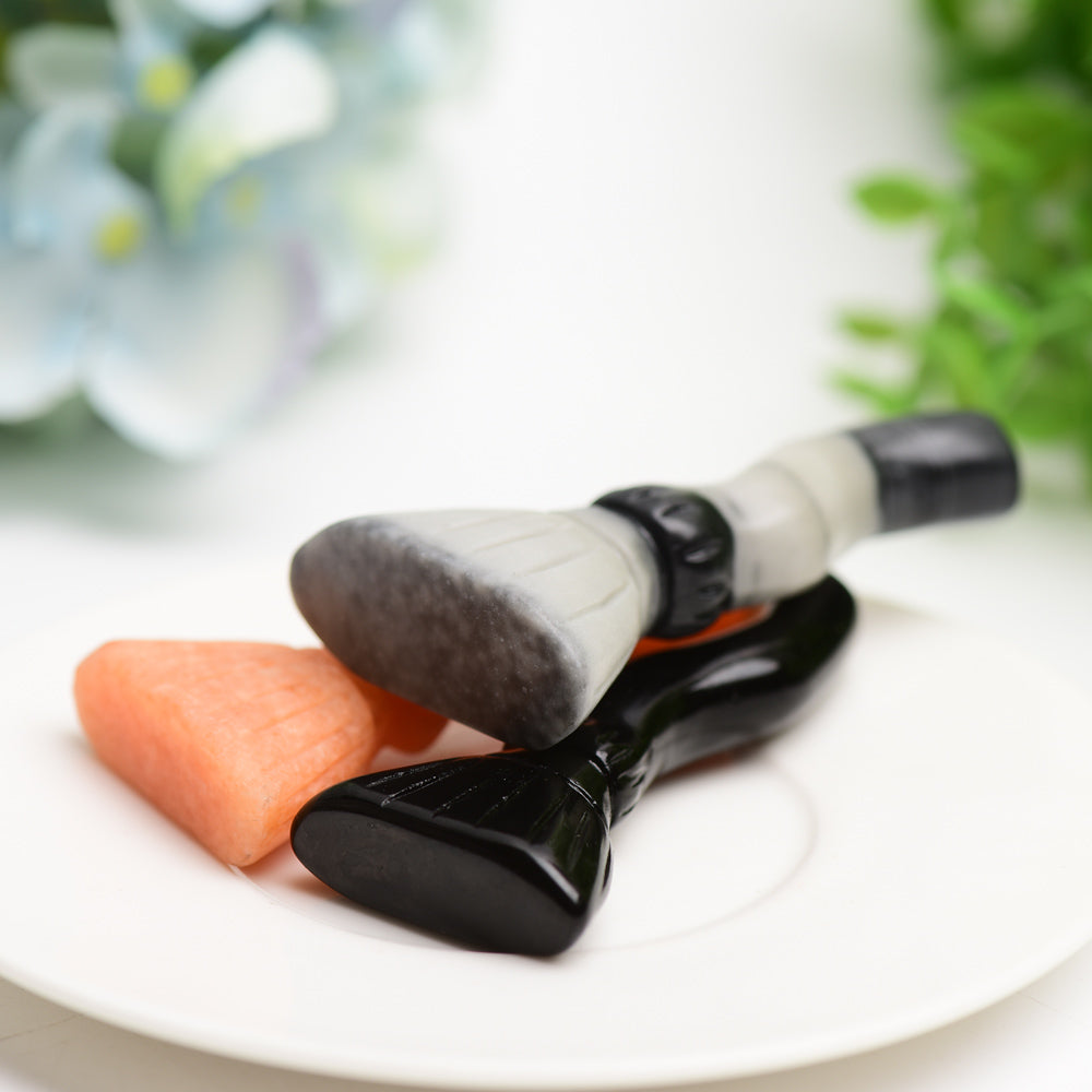 3-Inch Mixed Crystal Broom Carving Figurine