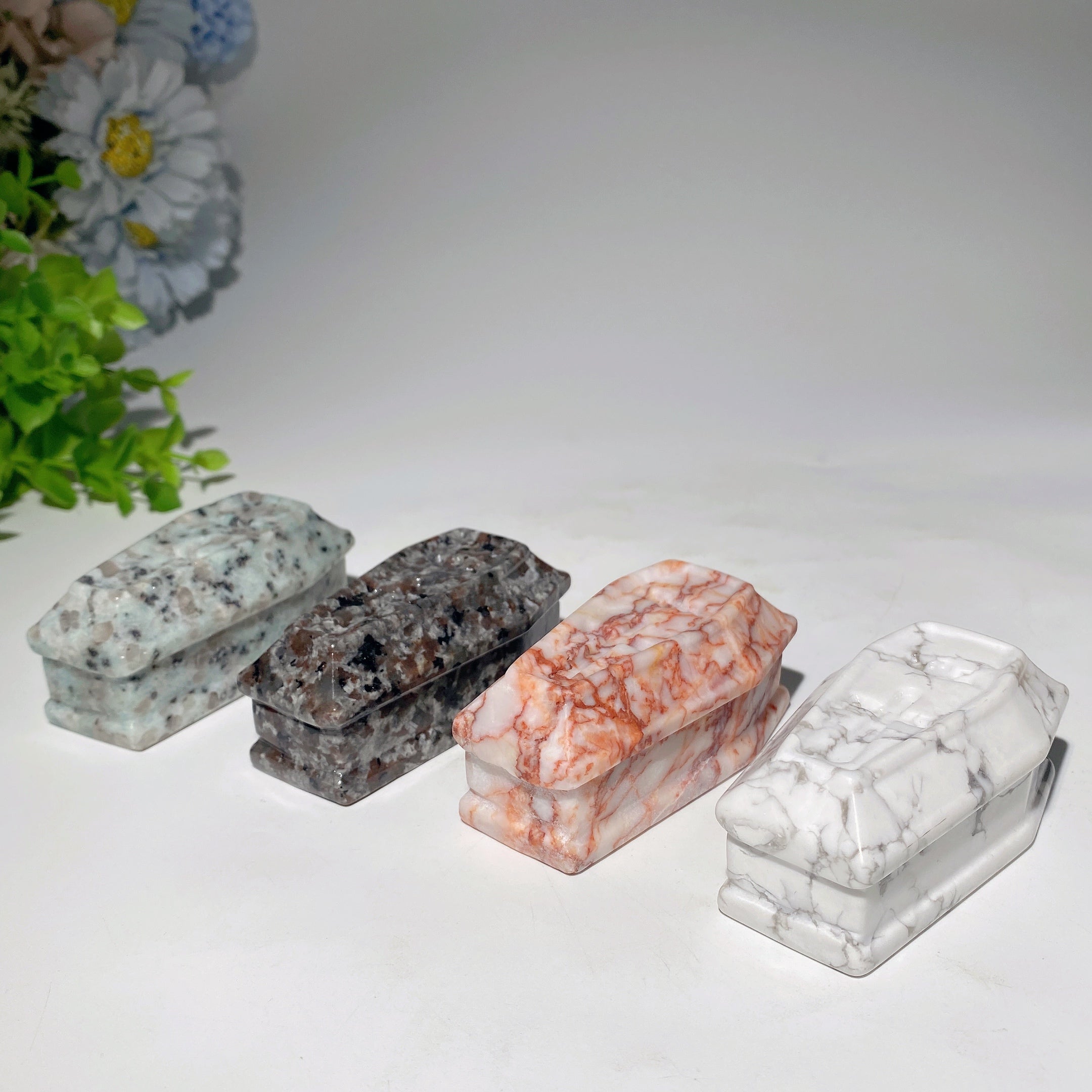 3-Inch Mixed Crystal Coffin Carvings for Healing Decor