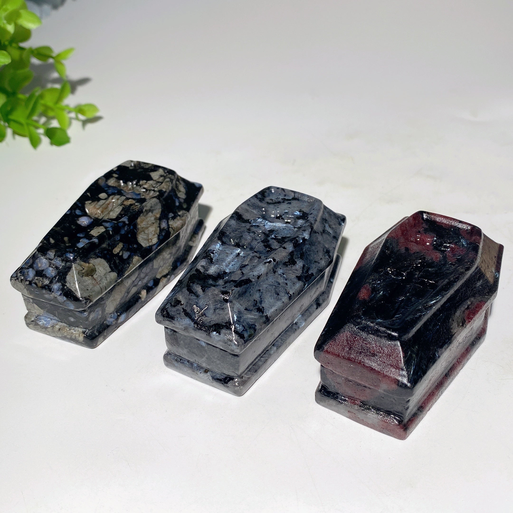3-Inch Mixed Crystal Coffin Carvings for Healing Decor