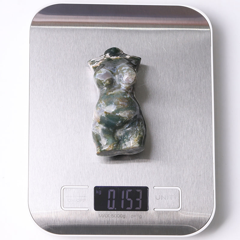 3-inch Moss Agate Crystal Figurine Carving for Healing