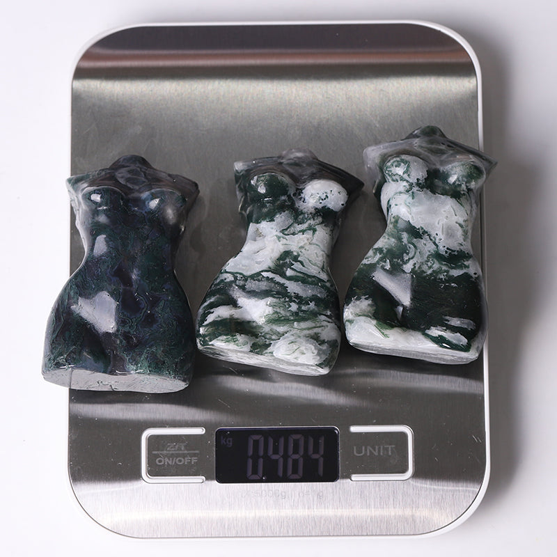3-Inch Moss Agate Crystal Figurine Carving for Healing