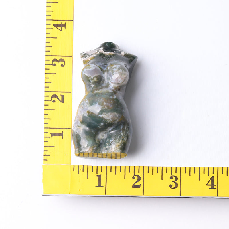 3-inch Moss Agate Crystal Figurine Carving for Healing