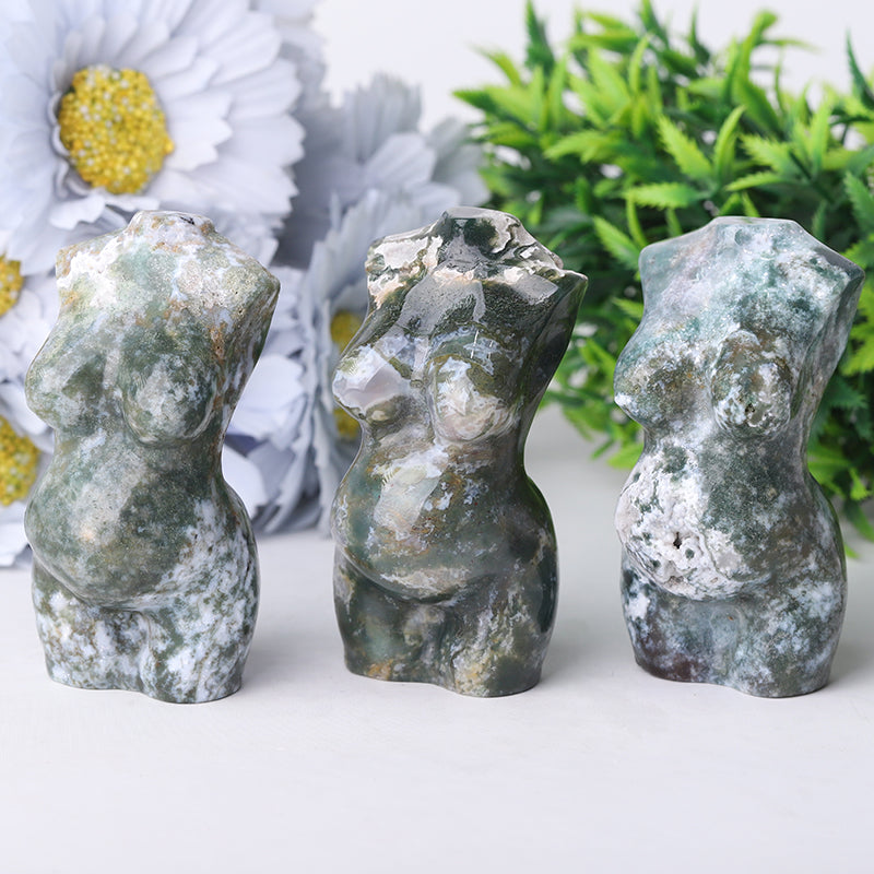 3-inch Moss Agate Crystal Figurine Carving for Healing