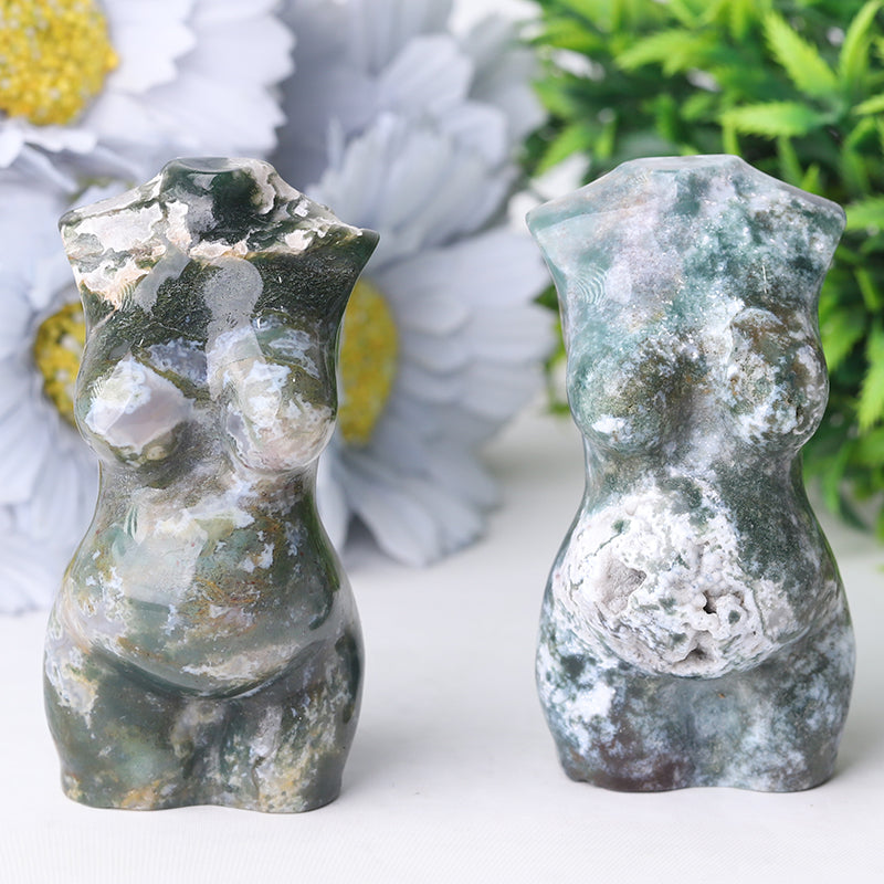 3-inch Moss Agate Crystal Figurine Carving for Healing