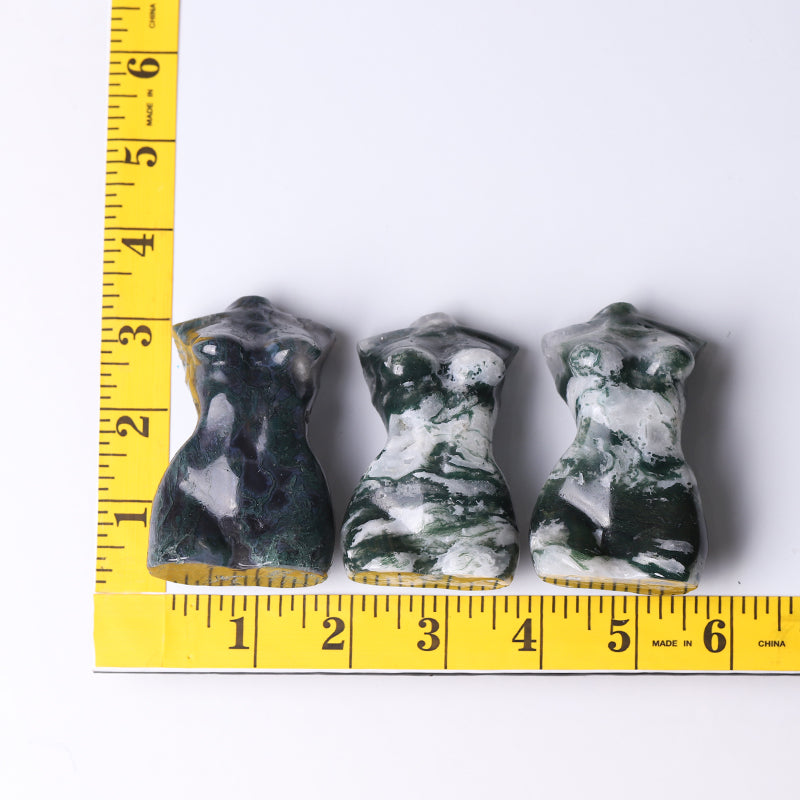 3-Inch Moss Agate Crystal Figurine Carving for Healing