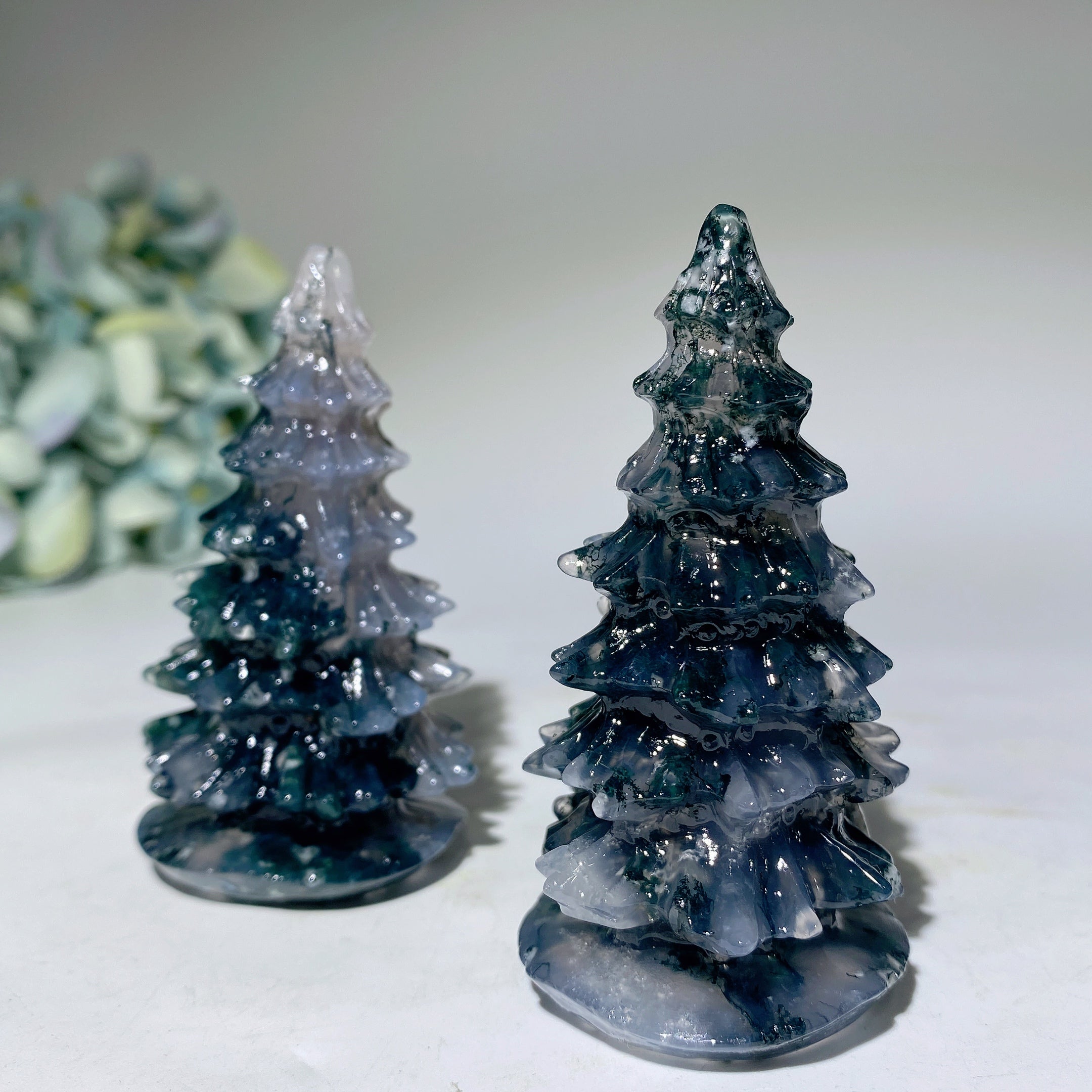3-Inch Moss Agate Crystal Tree Carving for Healing