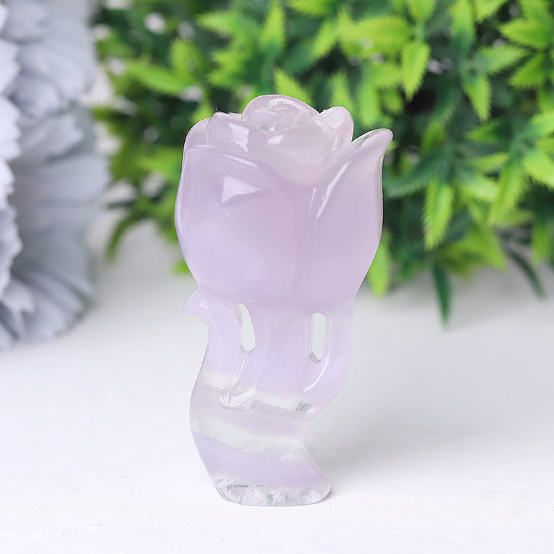 3-Inch Natural Fluorite Rose Flower Crystal Figurine