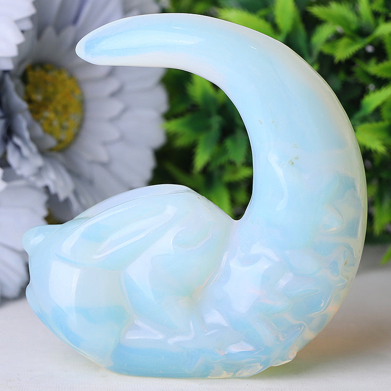 3-Inch Opalite Moon Rabbit Crystal Carving Figurine
